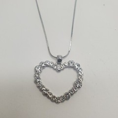 Vtg Silver Australian Crystal Heart Pendant 16″ Necklace Earring Gift Box Set