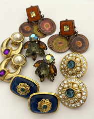 Vintage Jewelry Lot Signed Earrings Panetta Trifari Blanca Anne Klein GAS Bijoux