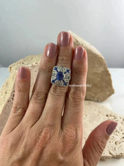 3Ct Art Deco Vintage Style Lab Created Diamond Engagement 14K White Gold FN Ring