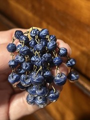 VINTAGE SET WEST GERMANY ART GLASS BLUE LAPIS WATERFALL EARRINGS NECKLACE