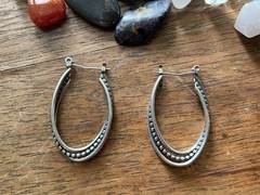 Beau Sterling Silver 925 Vintage mid-century MCM hoop earrings 1” , 5 grams