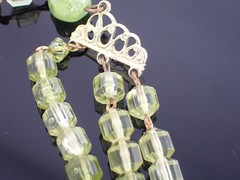 Vintage West Germany Multi Strand Green Bead Necklace 16.5–18″