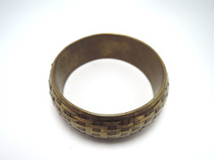 Brass and Copper Basketweave Bangle Bracelet, 1970-’80s