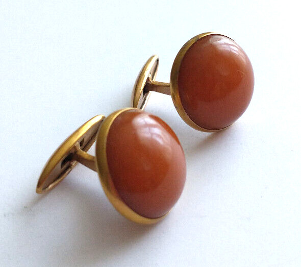 Vintage 1960s Mid-Century Soviet Era USSR Baltic Russian Cognac Amber Cufflinks