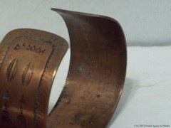 Southwestern Cuff Bracelet Thunderbird Tribal Story Iconography Copper Metal Vtg