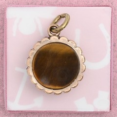 Antique Victorian Carnelian Tiger’s Eye Double Sided Gold Filled Charm Pendant