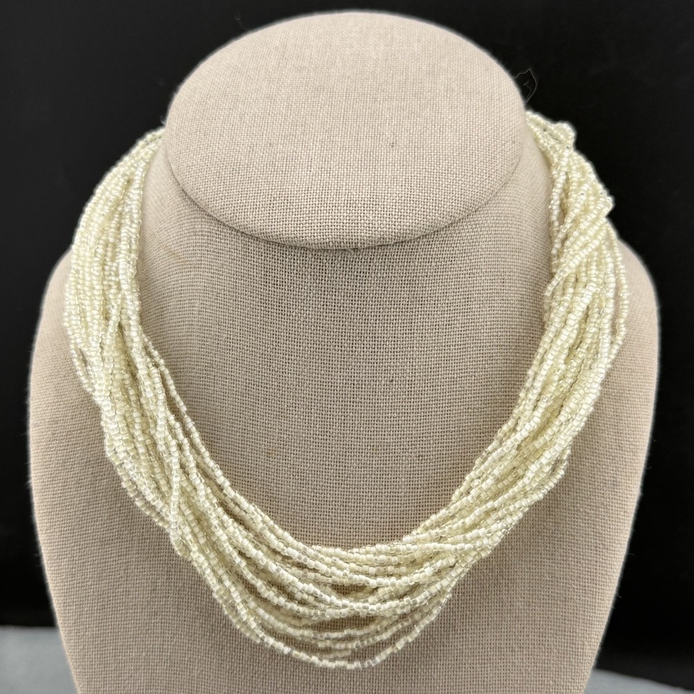 Vintage Beaded Statement Necklace Layered 16”