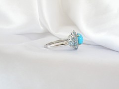Vintage Sterling Silver 925 Sleeping Beauty Blue Topaz Ring Size 7