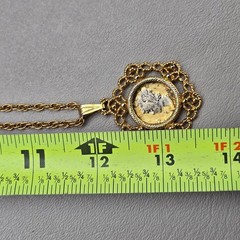 Vintage Mercury Dime Pendant Necklace 26 Inch Gold Tone Coin Jewelry