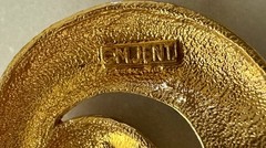 Vintage M JENT Signed Gold Tone Swirl Flame Statement Pierced Post Earrings 80s