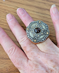 Vintage Lucite Ring Floral Statement Large Oversized Size 7 Unique Unusual Rare
