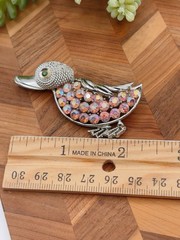 Vintage Coro PINK RHINESTONE Duck Dyckling Bird Animal BROOCH Pin