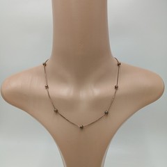 925 Italy Station Necklace 18in Sterling Silver 3g Patina Intact Beads Box Chain