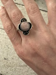 Vintage Adjustable Pink Quartz Scroll Work Ring