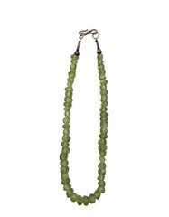 Vintage Chunky Green Prehnite Beaded Chip Nugget Necklace Handmade 18″ Choker