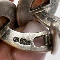Vintage Men’s Jewelry Cufflinks USSR Silver 875 Natural Baltic Amber Marked