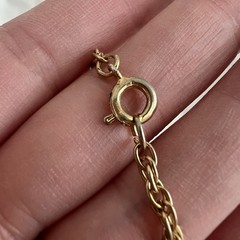 Vintage Gold Tone Ribbed Love Knot Pendant intertwine Necklace Chunky Rope Chain