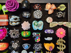 Lot of 100 Rings Retro Glass Rhinestone 1960s 1970s Vintage Groovy Boho Fun