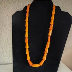 Amber necklace, Stone Beads Vintage Soviet Baltic jewelry amber 28 g.