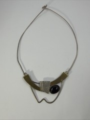 Hall McFall Modern Mixed Metals Necklace 925 Black Onyx 16″ Italian Snake Chain