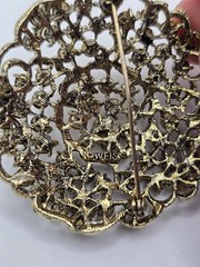 Vintage Weiss Designer Signed Brown Dark Rhinestone Brooch Pin 2″ *READ*