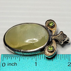 Vintage Prehnite Peridot Statement Pendant 925 Sterling Silver Large Boho 25g
