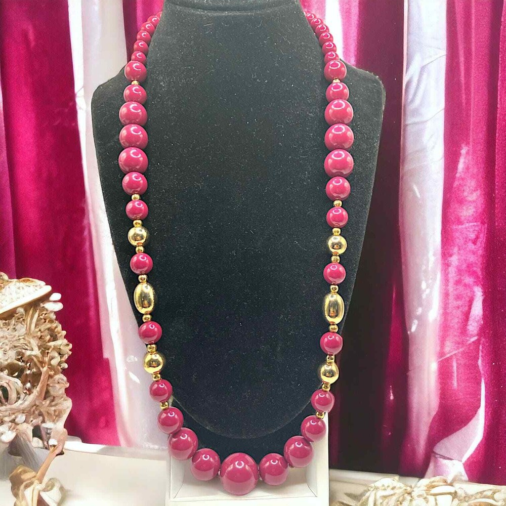 Red and Gold Beaded 25.25 Inch Necklaces!