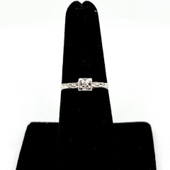 13k White Gold 0.05ct Round Diamond Square Setting Vtg Ring SZ 6.25 (I-63579)