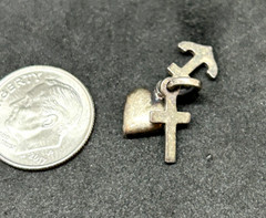 Vintage Puffy Faith Hope and Charity Sterling Charm 0.5in – 1.59g