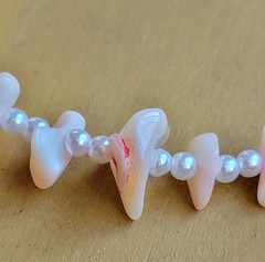 Rare 56in Pink Mother Of Pearl Polished Shell Single Strand Beaded Necklace