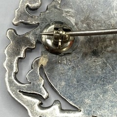 9.2 Grams Antique Art Nouveau 935 Sterling Silver Floral Flower Brooch Pin