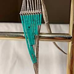 Vintage 10-Strand Liquid 925 Silver & beads with Turquoise heishi Necklace 12.5″
