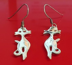 VTG 925 Cat Silhouette 1.5in Drop Earrings Sterling Silver 3g Patina Intact READ