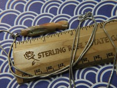 Abalone FISH 2″ x 3/8″ Carved 0.925 Sterling Silver estate 26″ Necklace