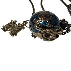 Vintage Globe Pendant Necklace Binoculars Charm Traveler Hiker Adventure