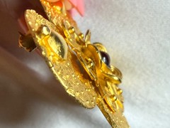 Vintage Signed European Modernist Brooch Pendant Gilt Brass Lovely Gold Tone