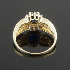 Solid 10K Yellow Gold, 1.00 Ct Sapphire & .47 CTW Diamond Halo Engagement Ring