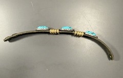 Vintage Italy Leather Bracelet with Torquoise Stone with Sterling Borders
