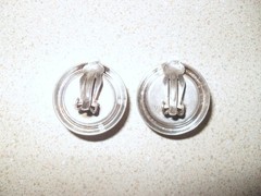 Vtg Sterling Silver 925 Domed Round 7/8″ Diameter Baltic Amber Clip On Earrings