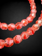 Vintage Red Pink Givre Czech Glass Bead Necklace Wrap Coil Bracelet Set 31.5”