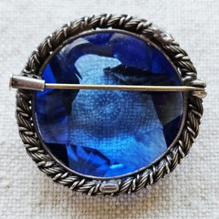 Rare Vintage Tomeco Slovaquie Flower Silver Marcasite Blue Stone Brooch Pin