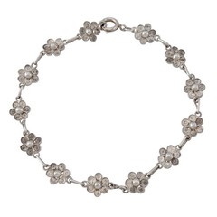 Vintage Sterling Silver 925 Flower Bracelet 7.5″
