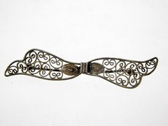 Vintage 800 Silver Filigree Bow Brooch or Pin 2.5 Inches Long 3.5 Grams Weight