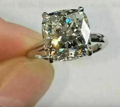 4.50Ct Cushion Cut Lab Created Engagement 14K White Gold Plated Solitaire Ring