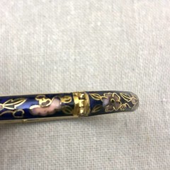 Vintage Cloisonne Bangle Bracelet Blue, Gold, Green, and Red Floral print