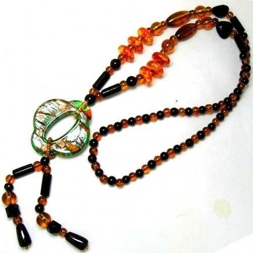 Huge Various Stone Beaded Colored Glaze Pendant Fashion Necklace