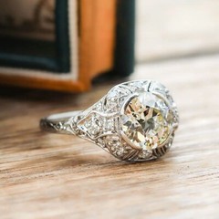 2.50CT White Round Cut Simulated Diamond Art Deco Antique Style 925 Silver Ring