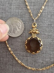 VTG 1950’S GOLDETTE NY GLASS INTAGLIO CAMEO 3 STRAND NECKLACE VICTORIAN