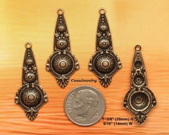 #0494 ANTIQUED GOLD VINTAGE DROP W/TOP HANG RING – 4 Pcs