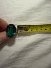 Vintage Huge Emerald Green Faceted Glass Cocktail Statement Ring Size 8 Unmarked